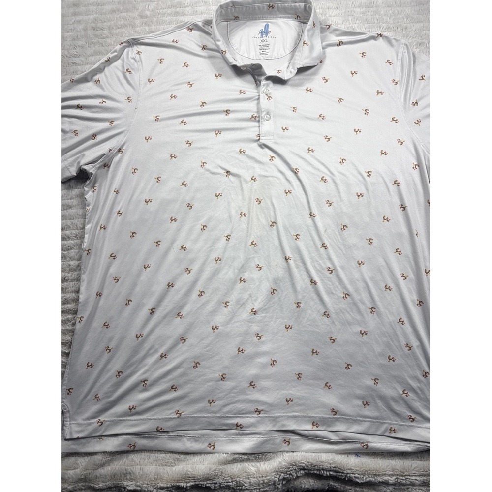 Johnnie-O Featherweight Party Fowl Polo Shirt White XXL Golf UPF 50‎ Soft
